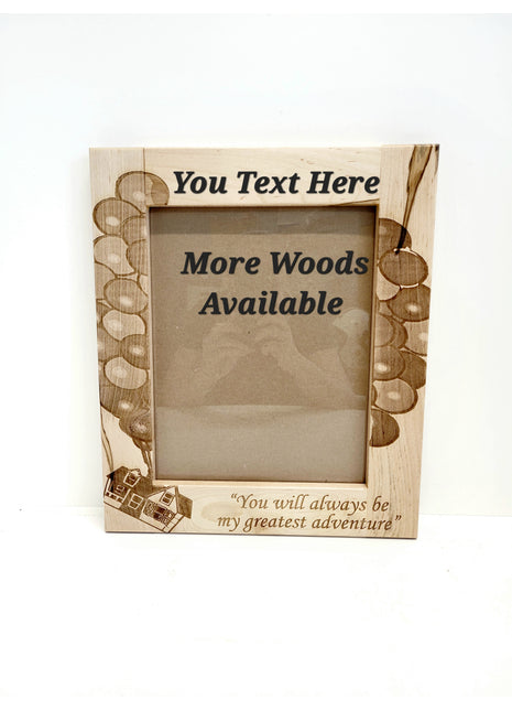 Flying Balloon House Wooden Picture Frame 8"x10" Add Text, Personalized Custom Laser Engraved