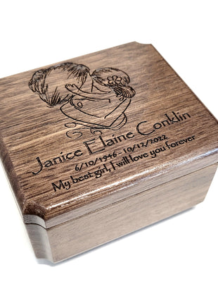 Mother Daughter Ring Box Add Text, Personalized Handmade Custom Laser Engraved Wooden Ring Box