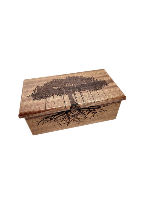Banyan Tree Electronic Music Box Add Text, Personalized Handmade Custom Wood Laser Engraved Music Box