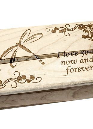 Dragonfly Electronic Music Box Add Text, Personalized Custom Wood Laser Engraved Music Box