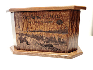 Custom Handmade Personalized Girl Fishing Urn, Rustic Country Urn