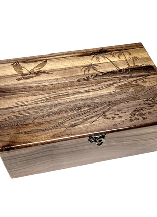 Beach Memory Box Add Text, Personalized Handmade Custom Wood Memorial Laser Engraved Box