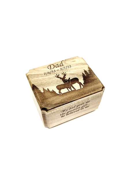 Custom Engraved Handmade Personalized Small Buck and Doe Deer Couple Urn, Small Rustic Urn, Sharable Urn, Pocket Urn, Rememberance Memorial, Small Memorial, Memorial Gift