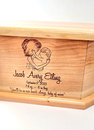 Mother Son Infant Urn Add text, Personalized Handmade Laser Engraved Custom Small Urn