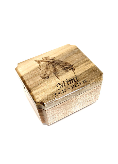 Horse Mini Urn Add Text, Small Shareable Urn, Infant Urn Personalized Handmade Custom Laser Engraved