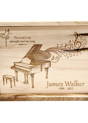 Custom Engraved Handmade Personalized Pianist Urn, Piano Urn, Musical Urn