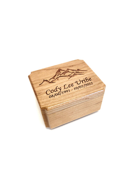 Mountain Range Mini Urn Add Text, Small Shareable Urn, Infant Urn Personalized Handmade Custom Laser Engraved, Wanderer Urn