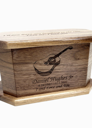 Guitar Infant Urn Add text, Personalized Handmade Laser Engraved Custom Small Urn