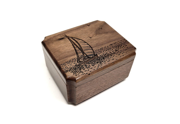 Engraved Handmade Personalized Sailboat Urn, Small Urn, Sharable Urn, Pocket Urn, Rememberance Urn, Nautical Urn