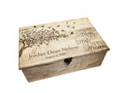 Tree with Birds 'Hold you in our Hearts' Poem Memory Box Add Text, Personalized Handmade Custom Wood Memorial Laser Engraved Box