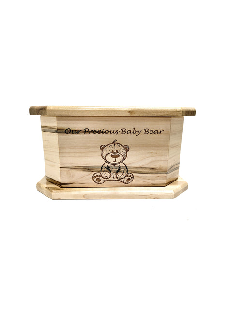 Teddy Bear Pet Urn Add Text, Handmade Personalized Custom Laser Engraved Wooden Small Urn
