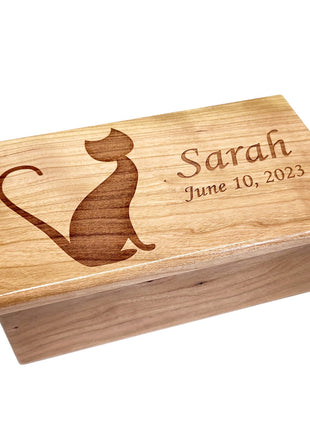 Cat Electronic Music Box Add Text, Personalized Handmade Custom Wood Laser Engraved Music Box