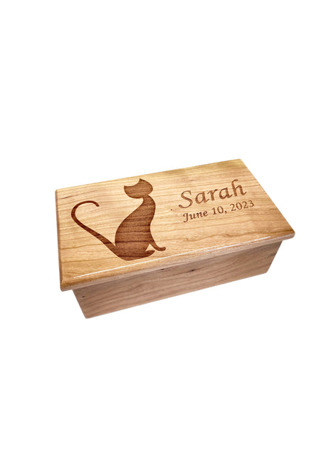 Cat Electronic Music Box Add Text, Personalized Handmade Custom Wood Laser Engraved Music Box