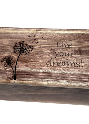 Dandelion Memory Box Add Text, Personalized Handmade Custom Wood Memorial Laser Engraved Box