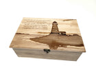 Lighthouse Memory Box Add Text, Personalized Handmade Custom Wood Memorial Laser Engraved Box