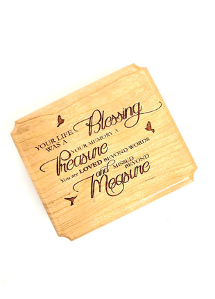 'Blessing Treasure Measure' Poem Mini Music Box Add Text, Personalized Handmade Custom Wood Small Wind Up Music Box