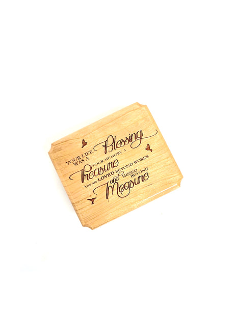 'Blessing Treasure Measure' Poem Mini Music Box Add Text, Personalized Handmade Custom Wood Small Wind Up Music Box