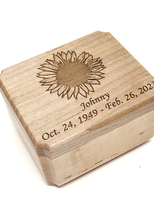 Engraved Handmade Personalized Small Sunflower Memorial Urn, Small Urn, Sharable Urn, Pocket Urn, Rememberance Memorial, Small Memorial