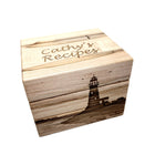 Lighthouse Recipe Card Box Add Text,  Personalized Custom Laser Engraved Kitchen Recipe Card Box, 6