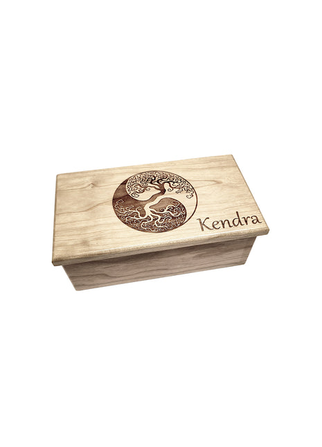 Yin Yang Tree of Life Electronic Music Box Add Text, Personalized Custom Wood Laser Engraved Music Box