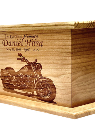 Custom Engraved Handmade Motorcycle Urn, Biker Urn, Rider Urn