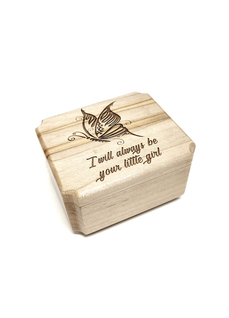 Butterfly Small Mini Music Box Add Text, Personalized Handmade Custom Wood Small Wind Up Music Box