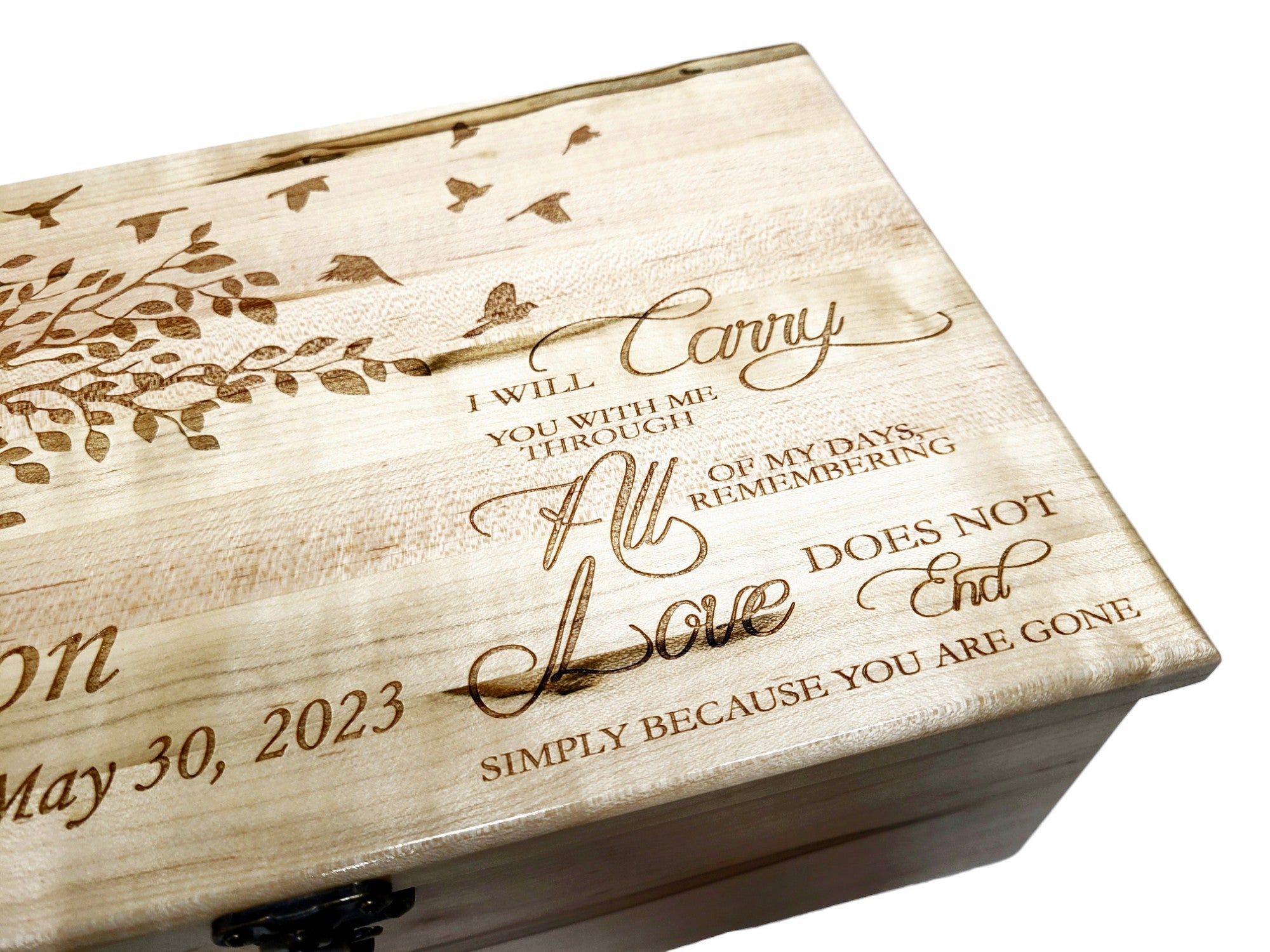 Bird Carry Note Tree with Birds 'Carry you With Me' Poem Memory Box Add Text, Personal