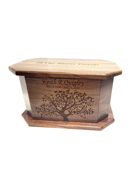 Tree of Life Urn Add Text, Personalized Handmade Custom Wood Laser Engraved Memorial Urn