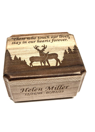 Deer Couple Ring Box Add Text, Personalized Handmade Custom Laser Engraved Wooden Ring Box