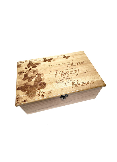 Butterfly Memory Box When Love Becomes A Memory Add Text, Personalized Handmade Custom Wood Memorial Laser Engraved Box