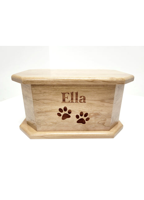 Paw Pet Urn  Add Text, Handmade Personalized Custom Laser Engraved Wooden Small Urn