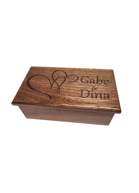Double Hearts Music Box Add Text, Personalized Custom Laser Engraved Traditional Wind Up Handmade Wood Music Box