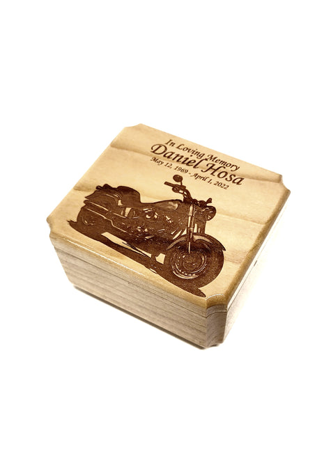 Motorcycle Mini Music Box Add Text, Personalized Handmade Custom Wood Small Wind Up Music Box