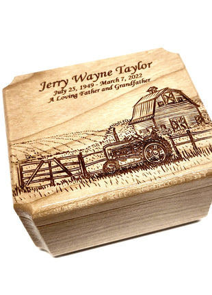 Farm Ring Box Add Text, Personalized Handmade Custom Laser Engraved Wooden Ring Box