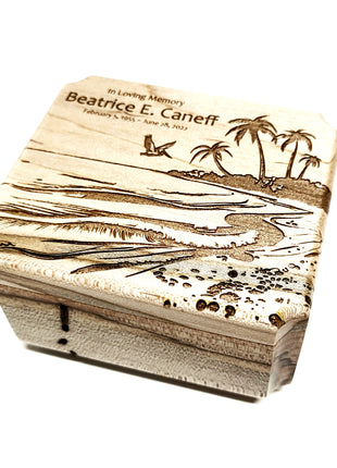 Beach Ring Box Add Text, Personalized Handmade Custom Laser Engraved Wooden Ring Box