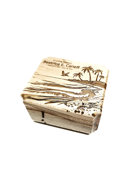 Beach Ring Box Add Text, Personalized Handmade Custom Laser Engraved Wooden Ring Box