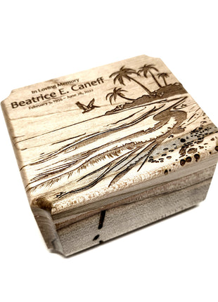 Beach Pelican Mini Music Box Add Text, Personalized Handmade Custom Wood Small Wind Up Music Box