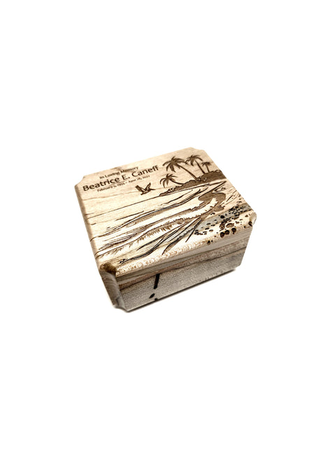 Beach Pelican Mini Music Box Add Text, Personalized Handmade Custom Wood Small Wind Up Music Box