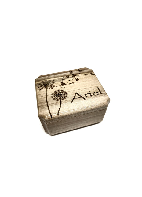 Dandelions Flying Mini Urn Add Text, Small Shareable Urn, Infant Urn Personalized Handmade Custom Laser Engraved