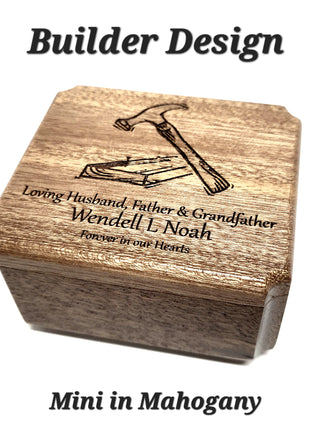 Hammer & Board Mini Music Box Add Text, Personalized Handmade Custom Wood Small Wind Up Music Box