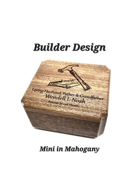 Hammer & Board Mini Music Box Add Text, Personalized Handmade Custom Wood Small Wind Up Music Box