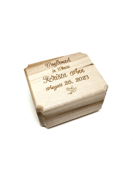 Confirmation Baptism Mini Music Box Add Text, Personalized Handmade Custom Wood Small Wind Up Music Box