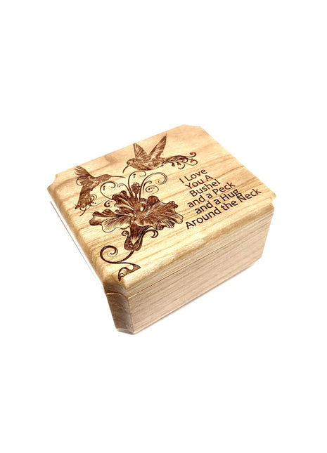 Hummingbird & Flowers Mini Urn Add Text, Small Shareable Urn, Infant Urn Personalized Handmade Custom Laser Engraved Flower Urn