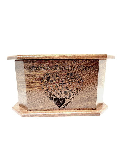 Nurse Heart Urn Add Text, Personalized Handmade Custom Wood Laser Engraved Memorial Urn