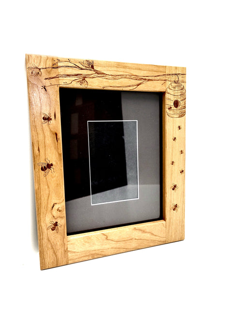 Beehive Wooden Picture Frame 8"x10" Add Text, Personalized Custom Laser Engraved