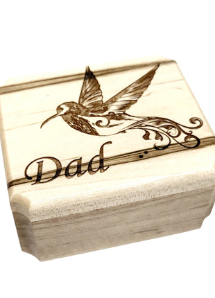 Hummingbird Ring Box Add Text, Personalized Handmade Custom Laser Engraved Wooden Ring Box