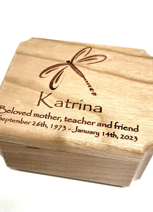 Dragonfly Ring Box Add Text, Personalized Handmade Custom Laser Engraved Wooden Ring Box