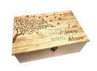 Tree with Birds 'Love Memory Treasure' Poem Memory Box Add Text, Personalized Handmade Custom Wood Memorial Laser Engraved Box