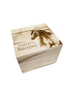 Horse Recipe Card Box Add Text,  Personalized Custom Laser Engraved Kitchen Recipe Card Box, 6