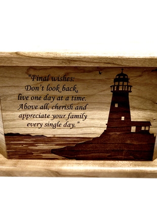 Lighthouse Infant Urn Add text, Personalized Handmade Laser Engraved Custom Small Urn